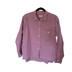 Closed Made in Portugal Cotton Blend Striped Purple Button Up Men's Medium